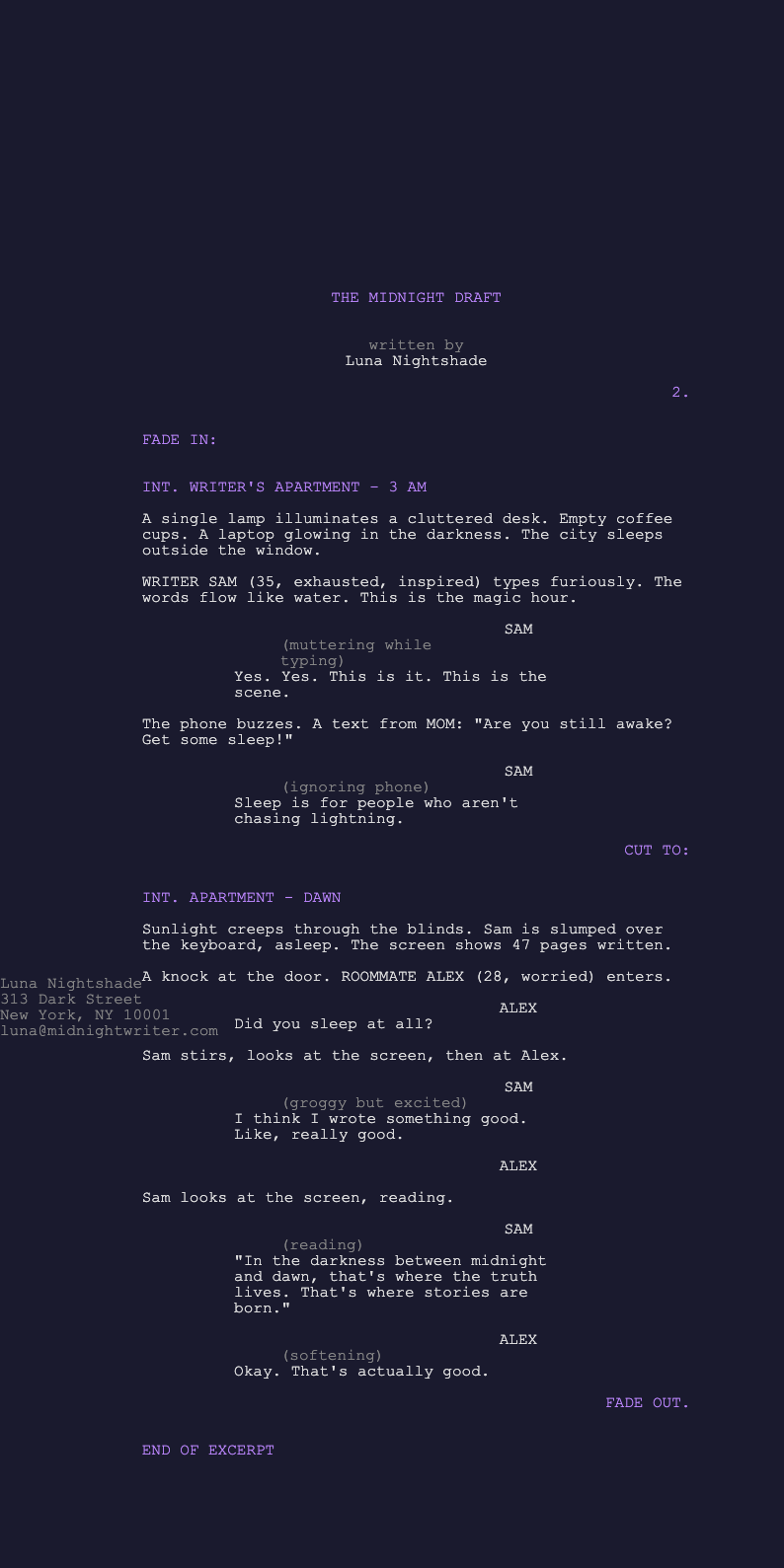 Midnight writer screenplay